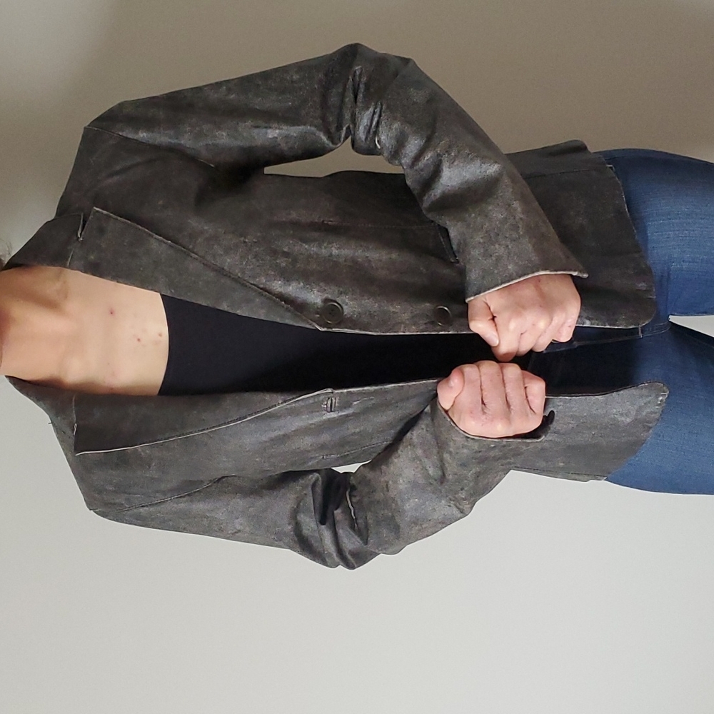Ecru distressed leather jacket